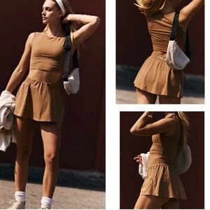 Free People Movement Hot Shot Skort Set in Brown NWT Retail $98 Size: XL